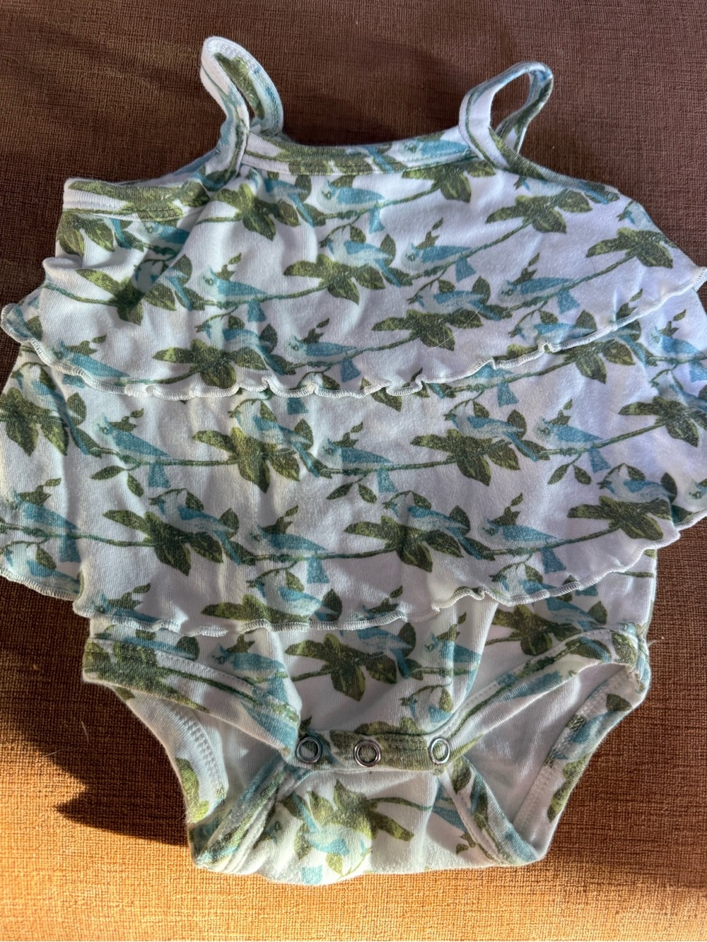 kate quinn White One-Piece Bodysuit with Green Leaf Print
